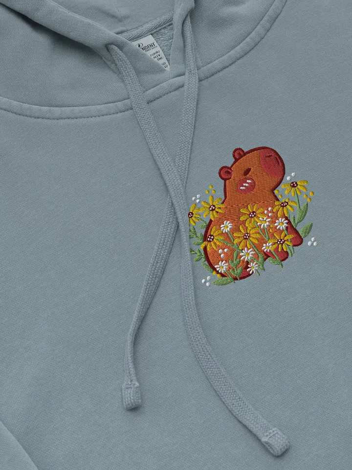 Cute Capybara and Daisy Flower Embroidered Hoodie product image (1)