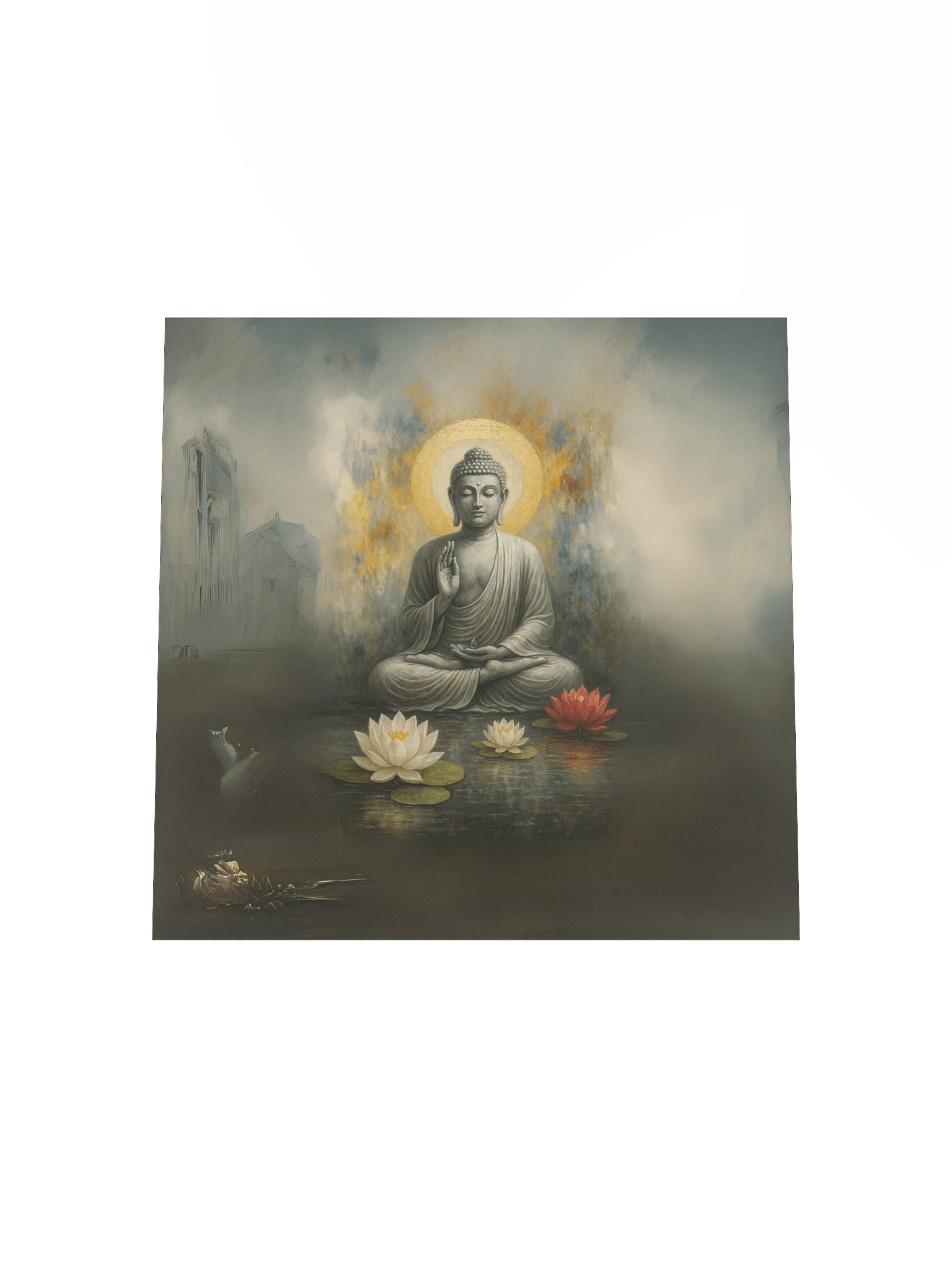 Serene Buddha with Lotus Flowers – Nichiren Buddhism Meditation Poster (Enhanced Matte Paper) product image (19)