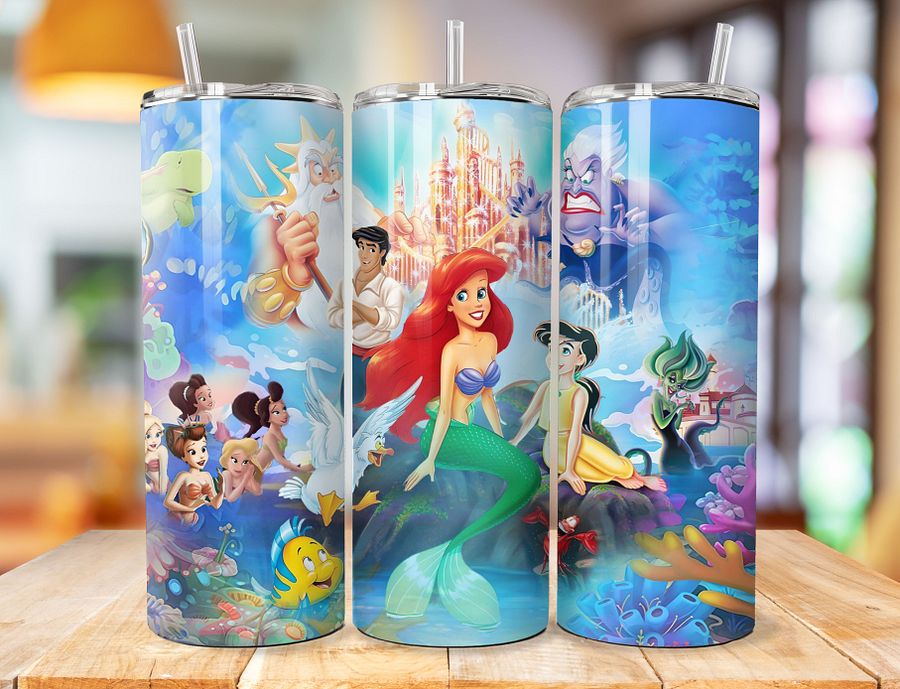Ariel & Friends 20 oz Stainless Steel Tumbler – The Little Mermaid Full Cast Design product image (1)