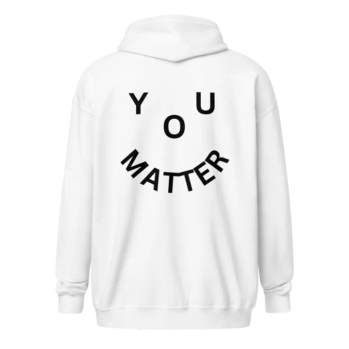 You Matter : - ) Corner & Full Back Design - White Zip-up Hoodie product image (1)