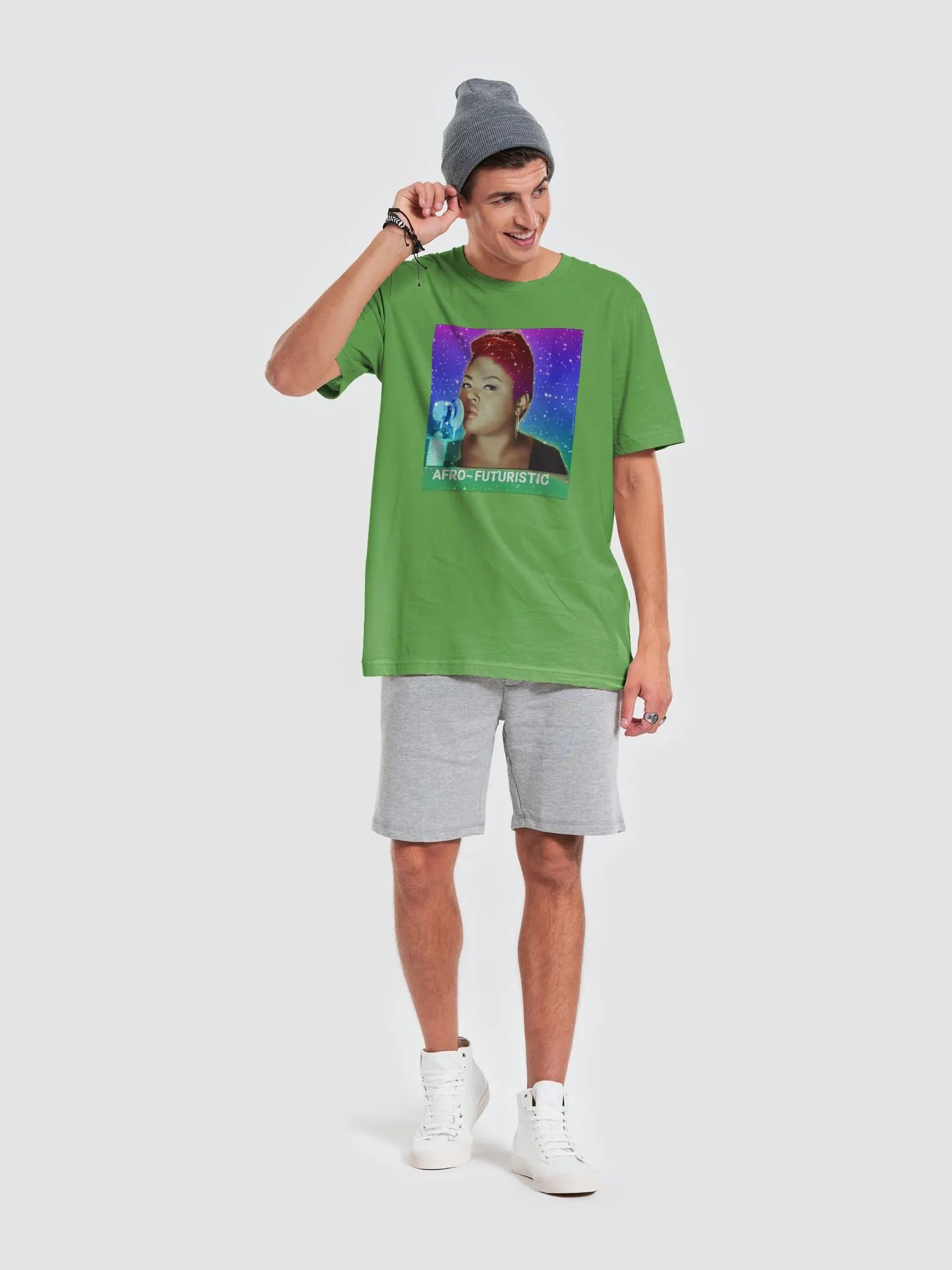 Afro-Futuristic T Shirt Green product image (6)