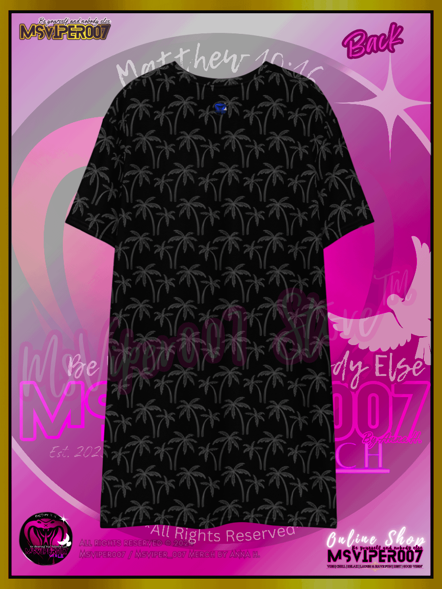 T-SHIRT DRESS - MSVIPER007'S "CHILL & VIBE™" (black/oasis blue | V2 ) T-SHIRT DRESS BY ANNA H. product image (12)