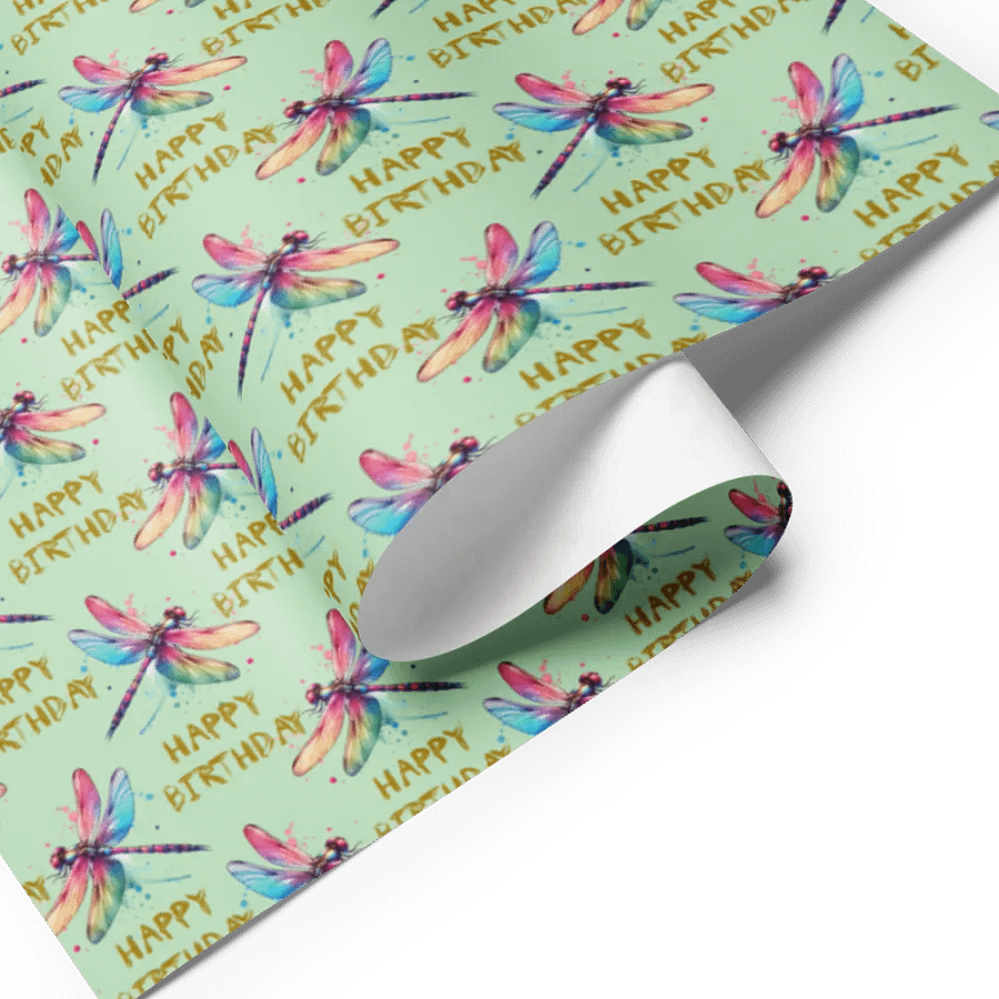 Happy Birthday Dragonflies Gift Wrapping Paper 3 Sheet Set #1 product image (5)