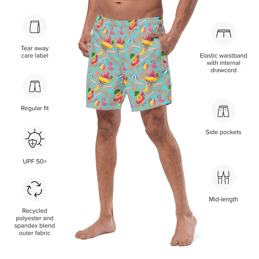 Funny Floaties Summer Hawaiian Men's Swim Trunks product image (10)