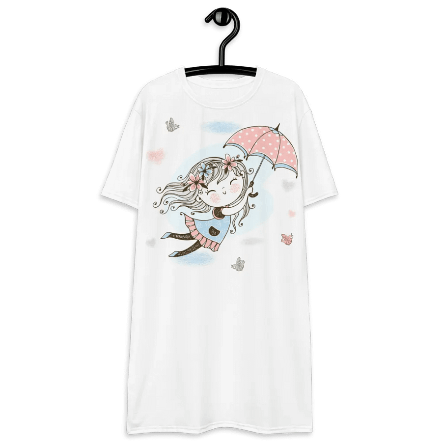 'Fly Away Girlie' White T-Shirt Dress product image (12)