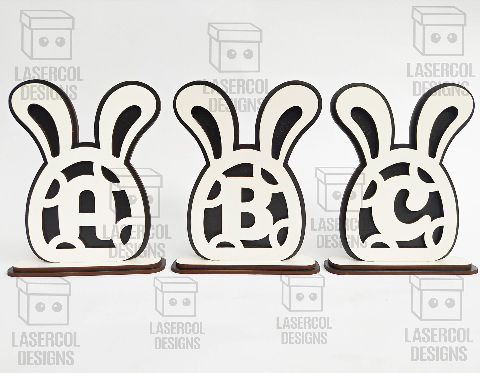 Easter Bunny Monogram Set 4 (3 Sizes) - Laser Cut Files product image (9)