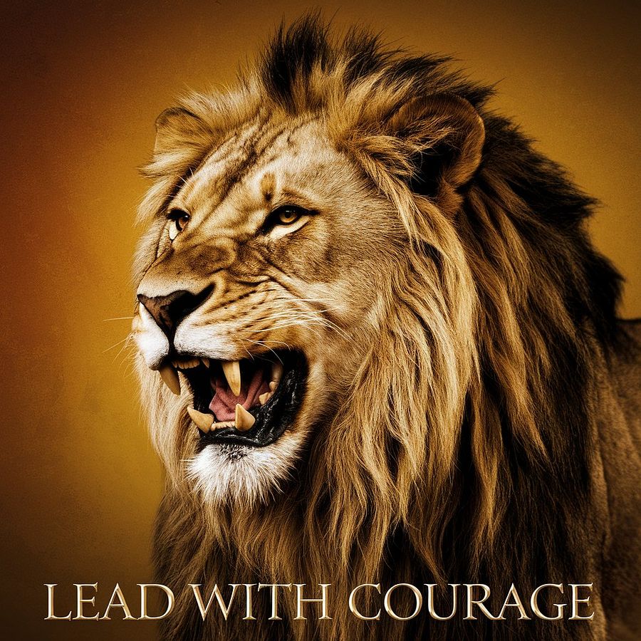 Wall Art: The Portrait of A lion with the quote: LEAD WITH COURAGE product image (1)