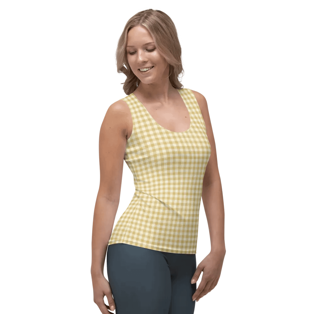 ALL-OVER PRINT DARK YELLOW VINTAGE PATTERN WOMEN'S TANK TOP product image (4)