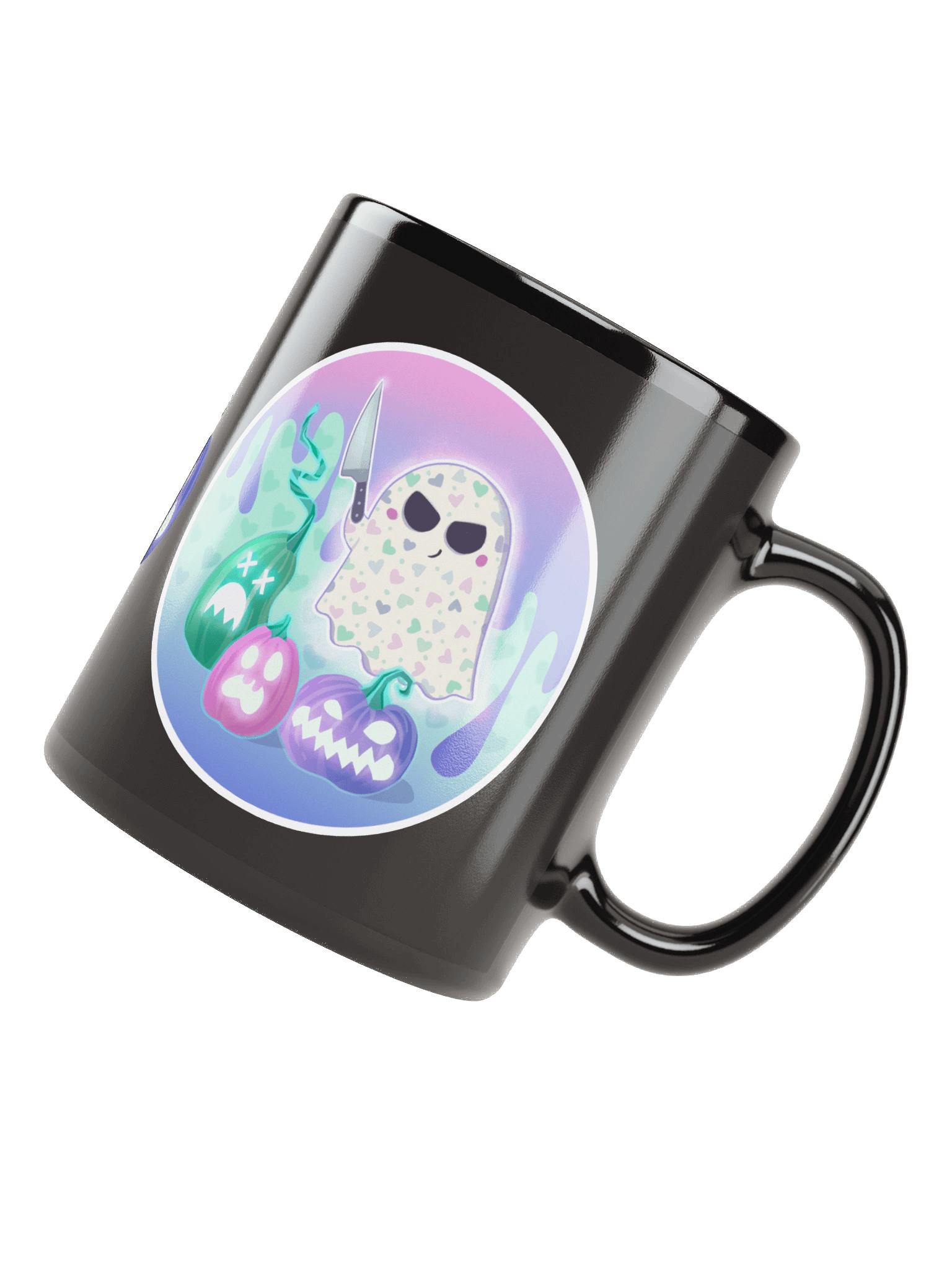 Pastel Little Ghost Pumpkin Carver - Black Ceramic Mug product image (6)