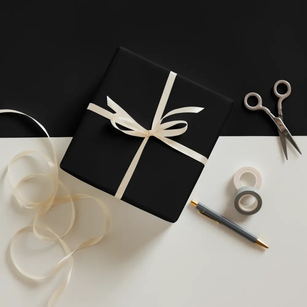 Black Solid Holiday Christmas Wrapping Paper Sheets (3) product image (3)