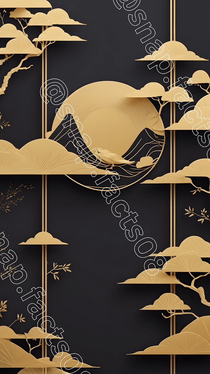 Midnight Serenity – Japanese-Inspired Golden Landscape product image (1)