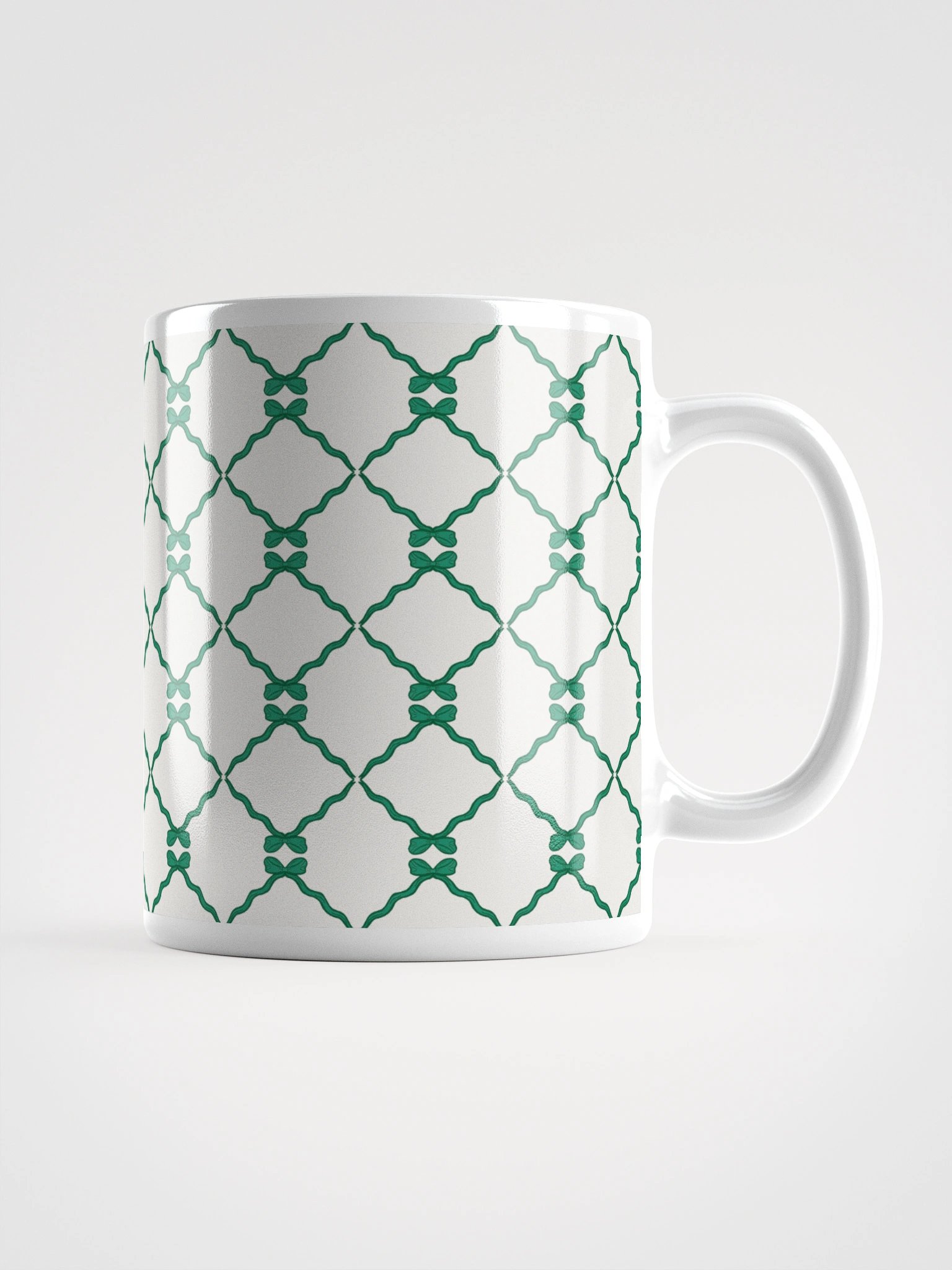 Bows and Ribbon Pattern Mug in White and Green product image (3)