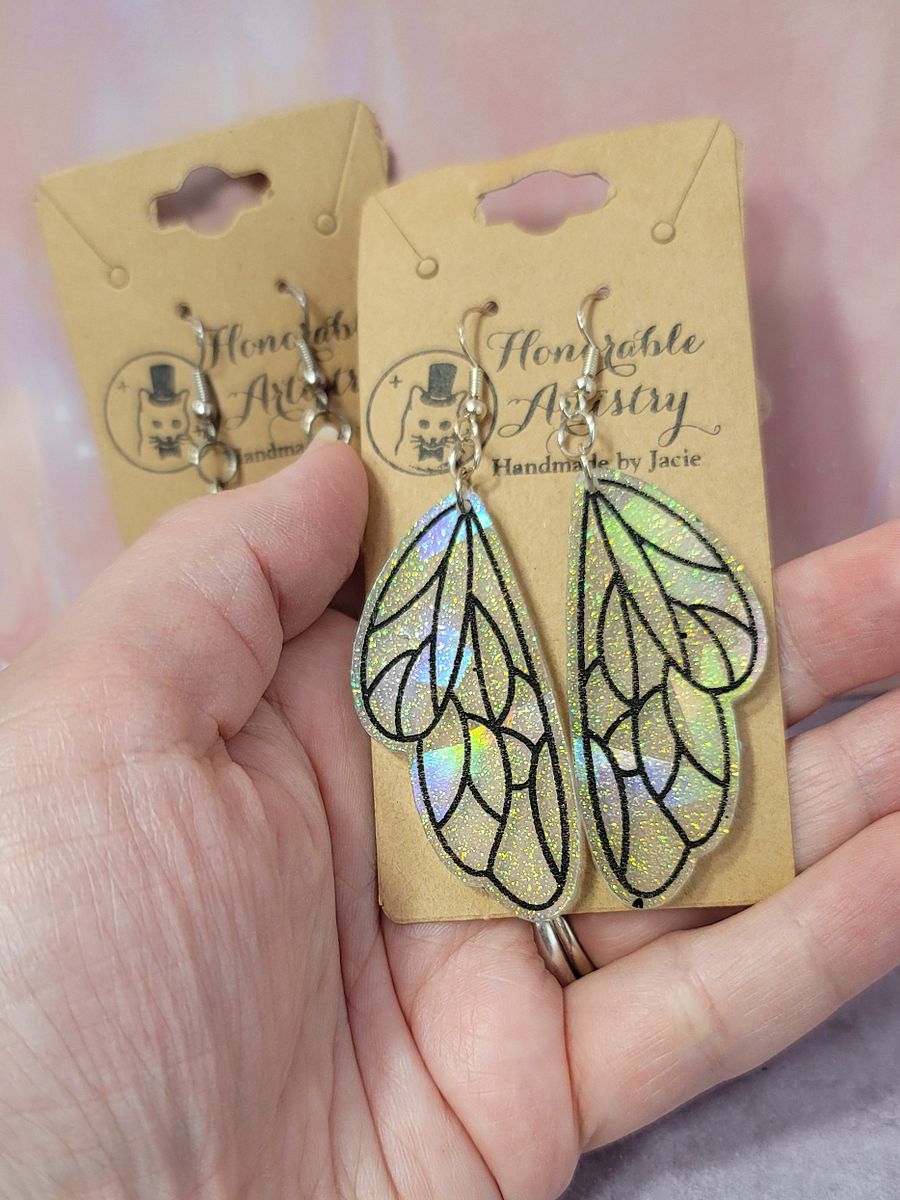 Holographic Fairy Wing Earrings Version 1 product image (6)