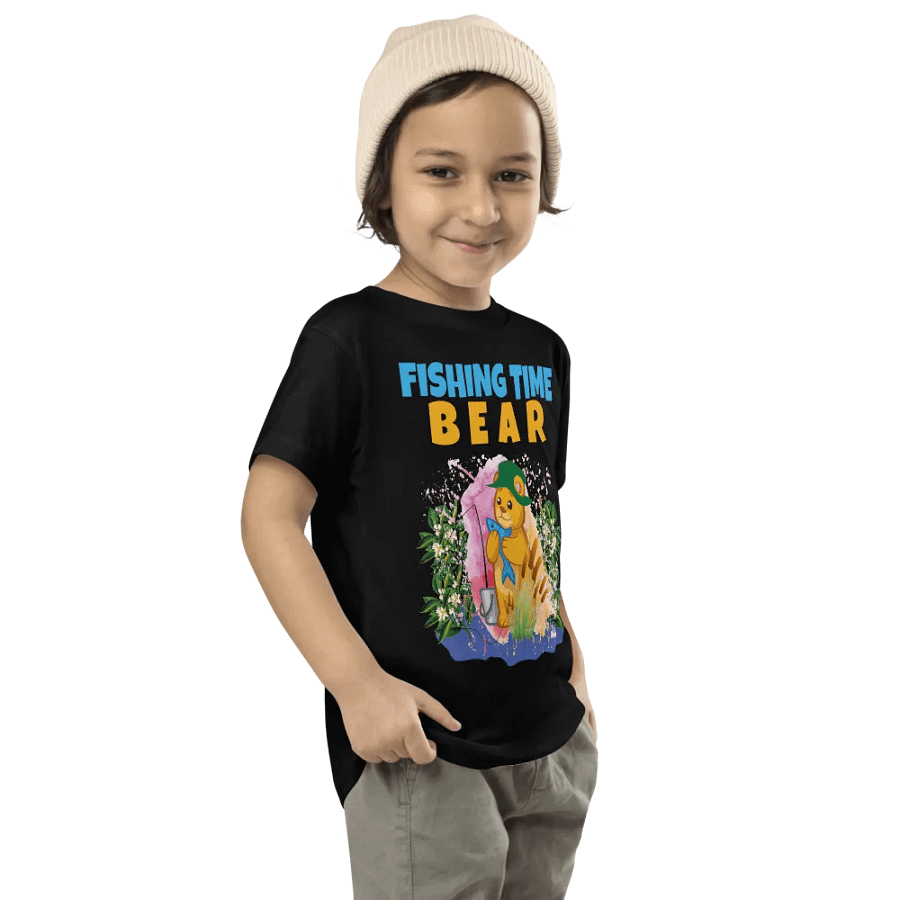 BEAR FISHING TIME Cute Colorful Funny Bella +Canvas Toddler T-Shirt – Fun Gift for Kids product image (4)