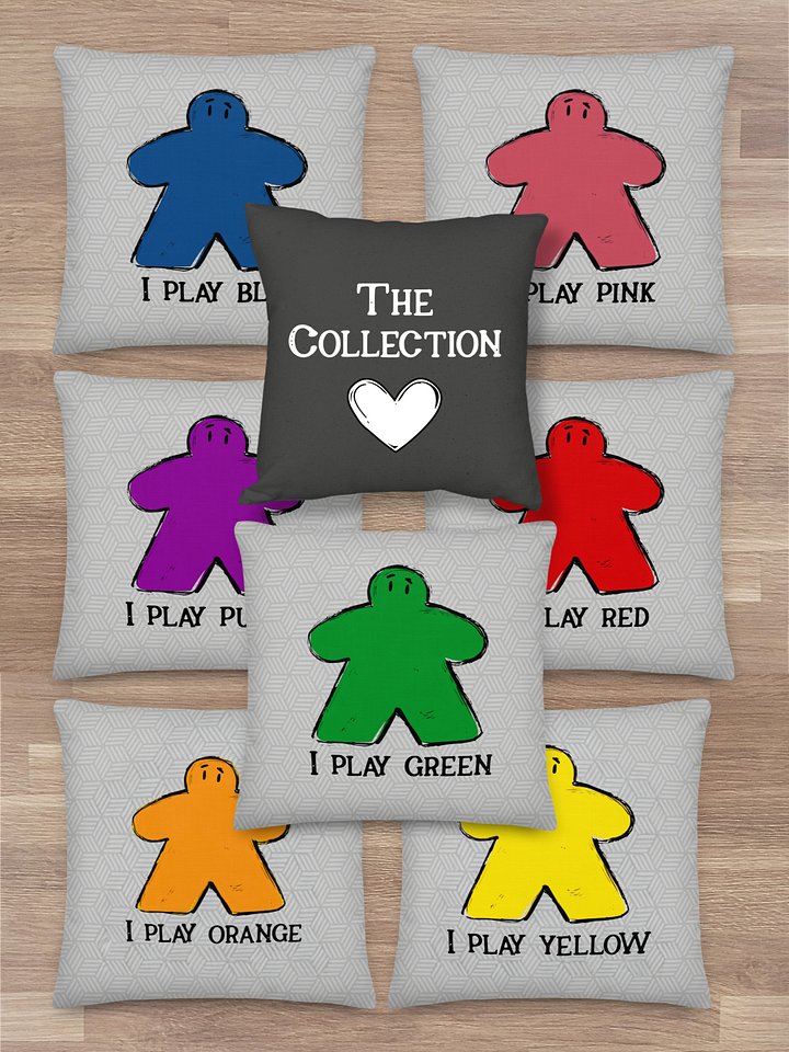 I Play Yellow Meeple Rainbow Pillow product image (2)