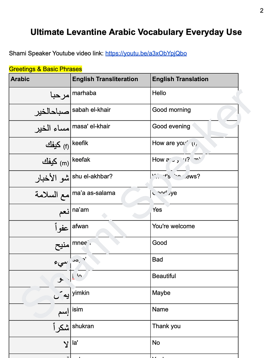 Ultimate Everyday Vocabulary in Levantine Arabic product image (2)