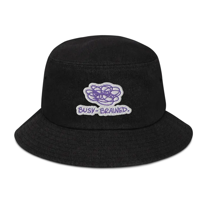 BUSY-BRAINED (purple bubble design) denim bucket hat product image (1)