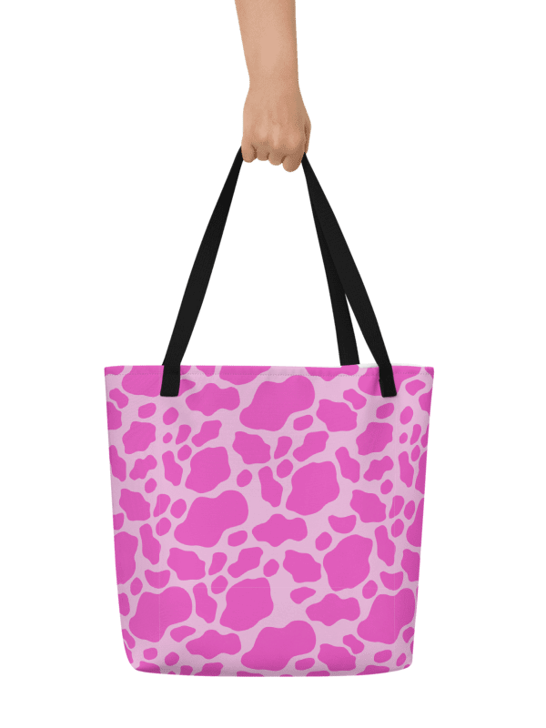Cow Print Tote bag with Pocket - Pink product image (1)