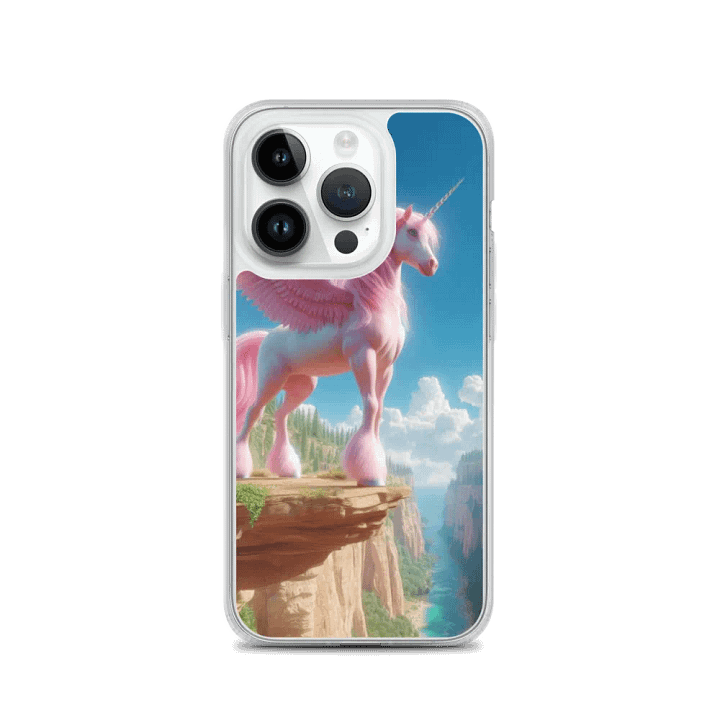 MagSafe® Clear Case for iPhone® | Celestial Grace: AI-Designed Pink Unicorn Pegasus product image (3)