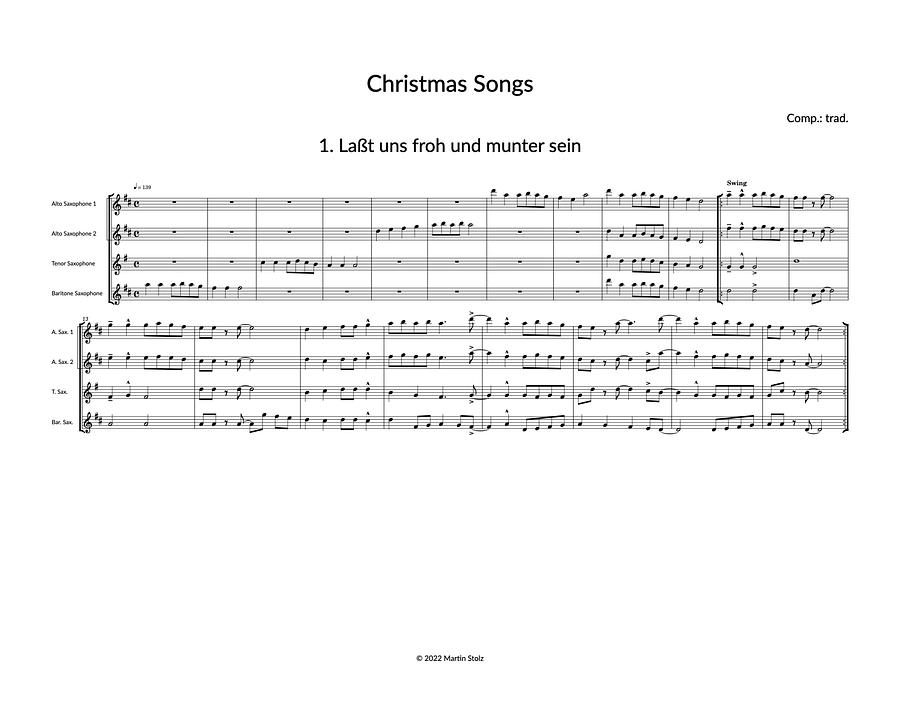 11 Christmas Carols - Saxophone Quartet product image (7)