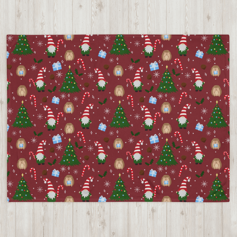 Christmas with my Gnomies in Red Throw Blanket product image (5)