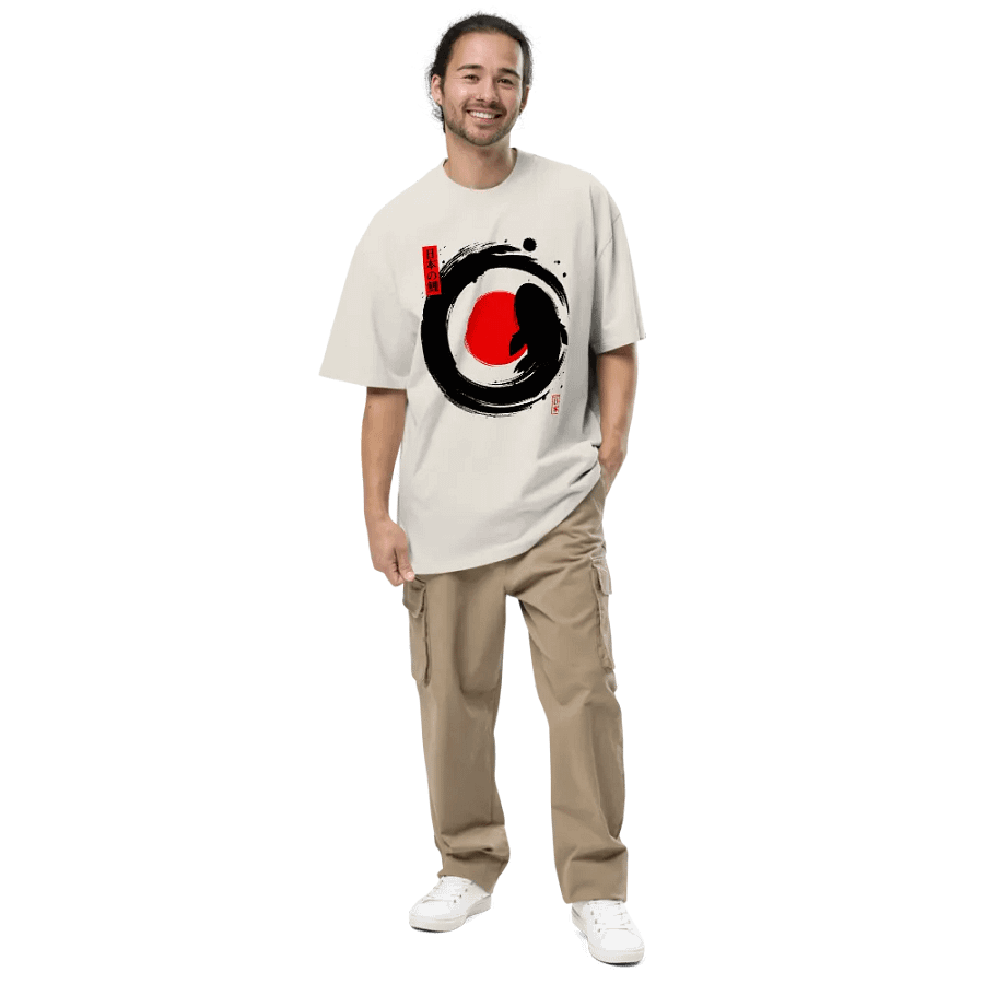 Black Koi Japanese Enso Ink - Oversized Tee product image (5)