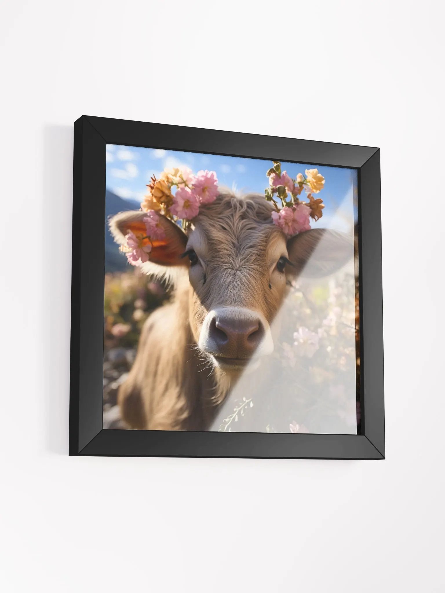 Cow In a Field of Flowers Farm Animal Wall Art product image (4)