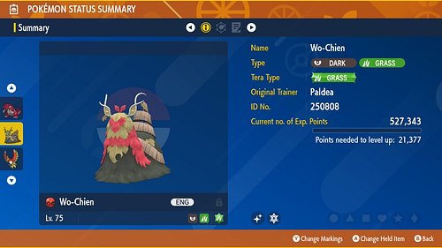 Little late to the party but got my Wo-Chien!  I love that the Trainer Name is 