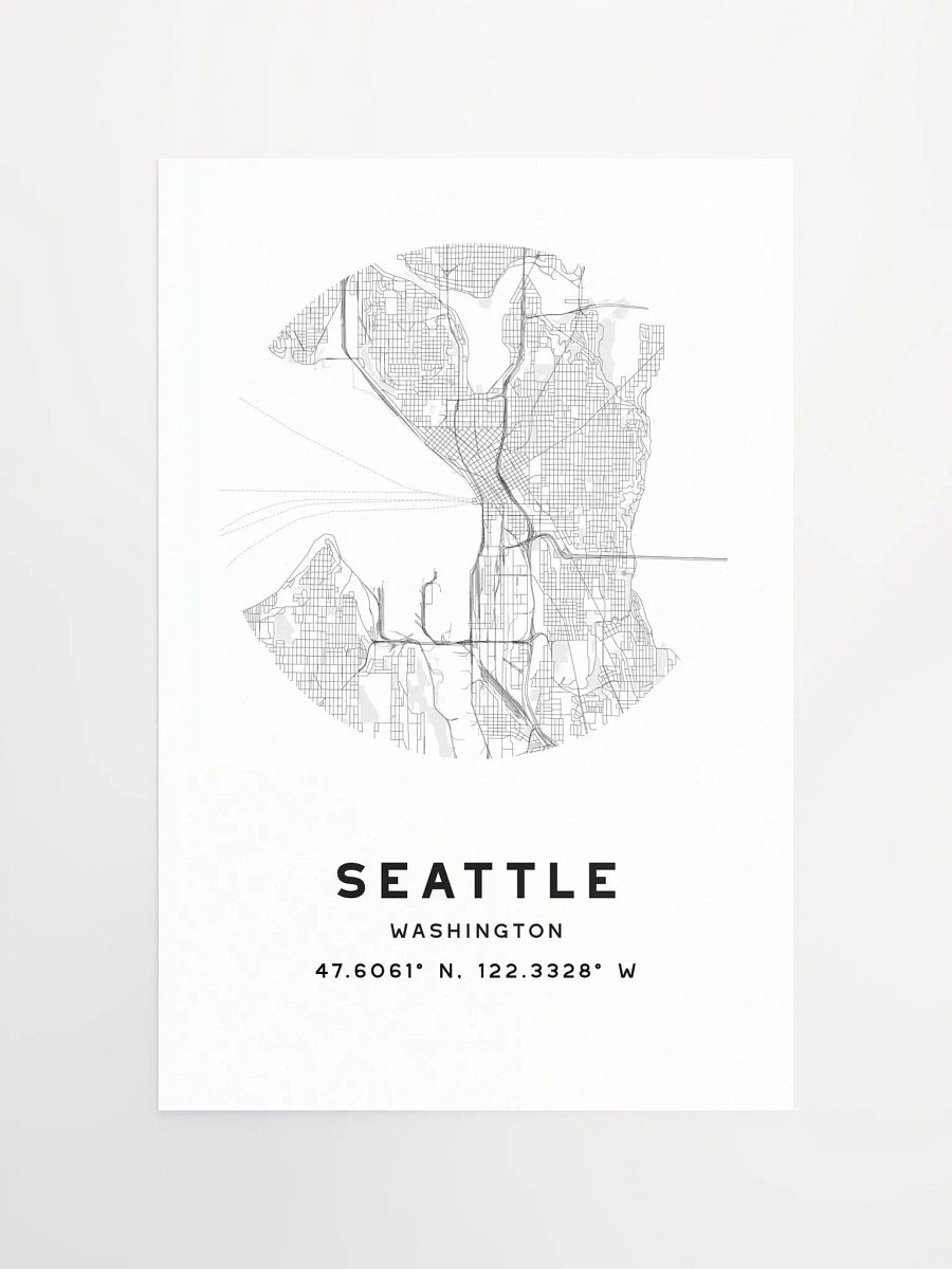 Seattle Street Map Poster – White Minimalist Circular City Art product image (4)