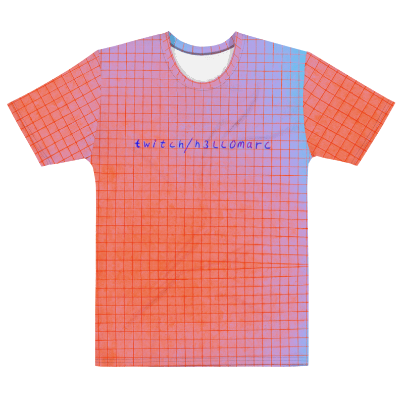 twitch/h3llomarc red/blueish squared Crew Neck T-Shirt product image (2)