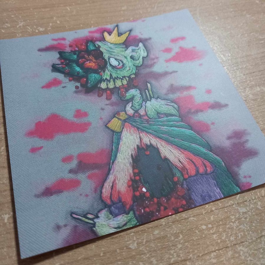 Waffles the Zombie Goblin Embroidery Print product image (3)
