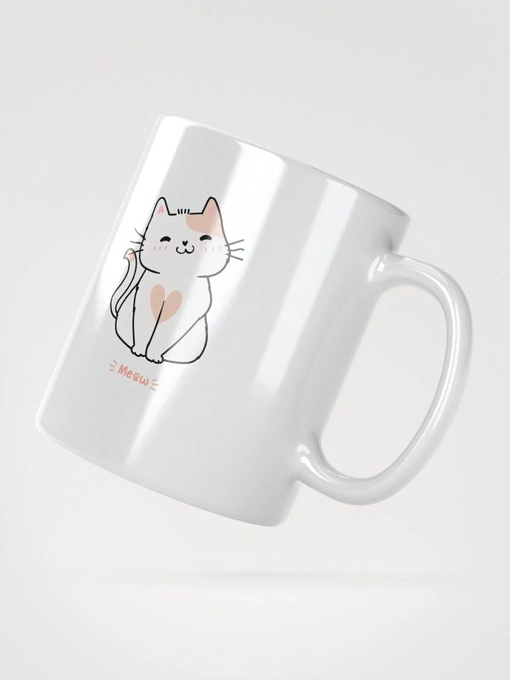 White Glossy Mug Doodle Smile Cat product image (2)