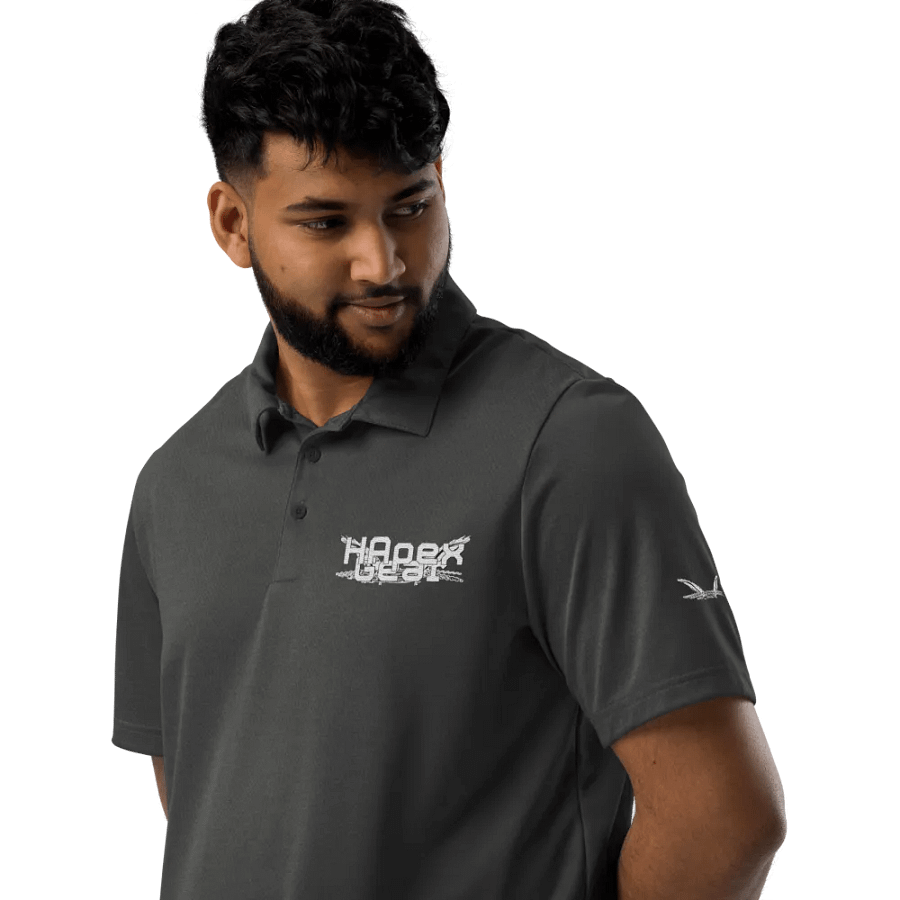 Space-Dyed Polo Shirt - Embroidered - White HApex Gear Black Logo product image (15)