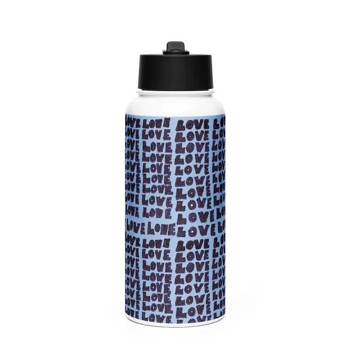 Love Stainless Steel Water Bottle with a Straw Lid in Blue product image (1)