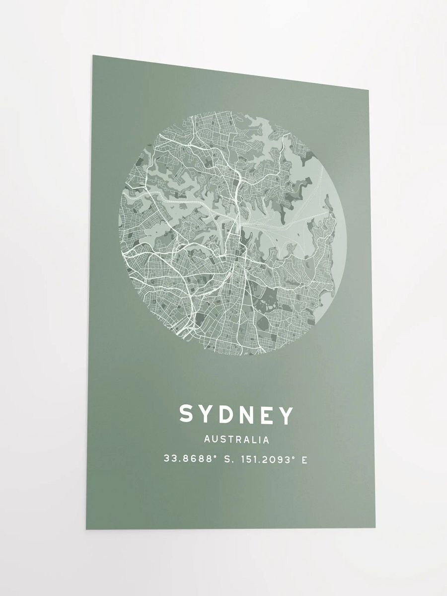 Sydney Street Map Poster – Sage Green Minimalist Circular City Art product image (5)