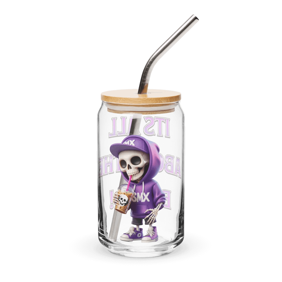 ''It's All About The Boom'' Can-Shaped Glass w/ Lid & Straw product image (1)