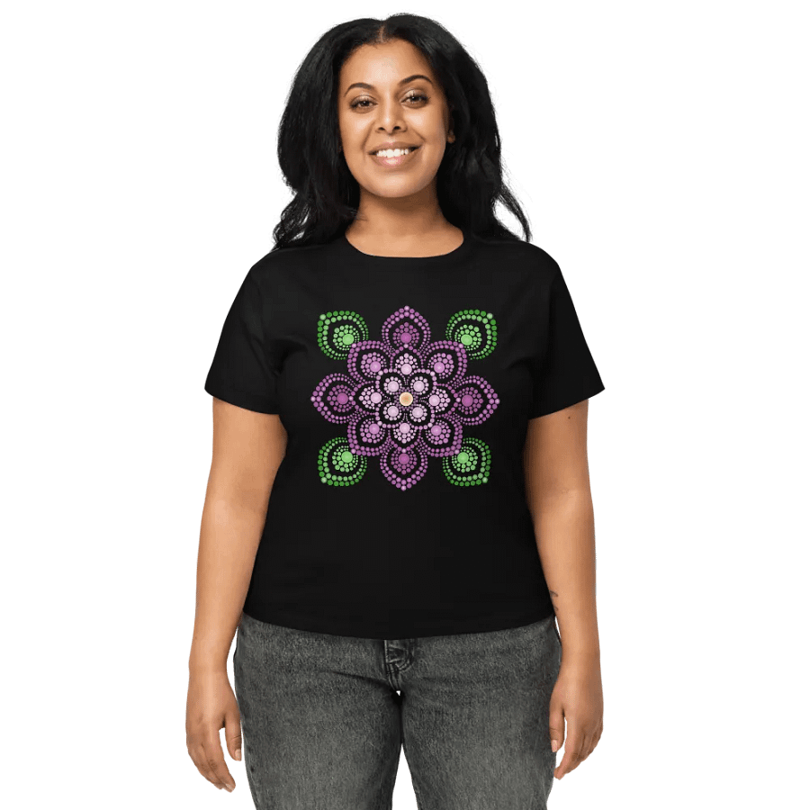 Purple and Green Women's High-Waisted Tee product image (4)