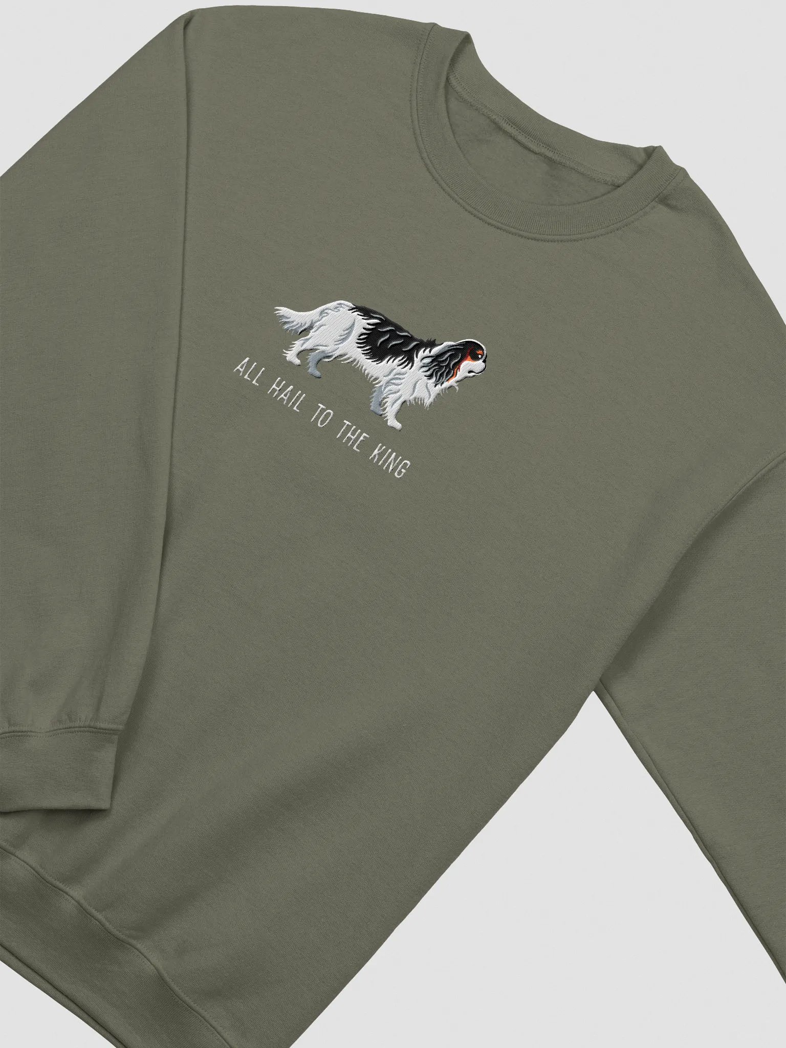 All Hail to the King Sweatshirt (Embroidered) of a King Charles Spaniel(Tricolor) product image (6)