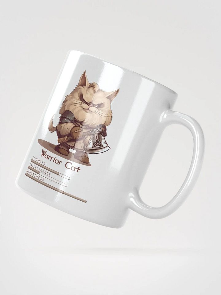 RPG Warrior Cat white ceramic mug 11oz 15oz 20oz for gamers and cat lovers product image (6)
