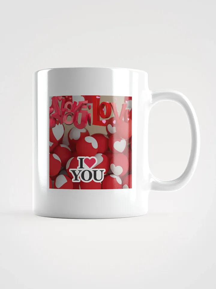 White Glossy Mug Hearts product image (1)