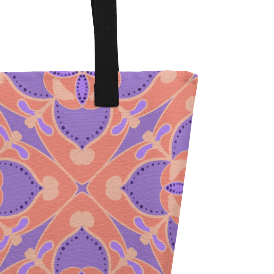 Peach and Lilac Symmetry Pattern All Over Print Tote product image (3)