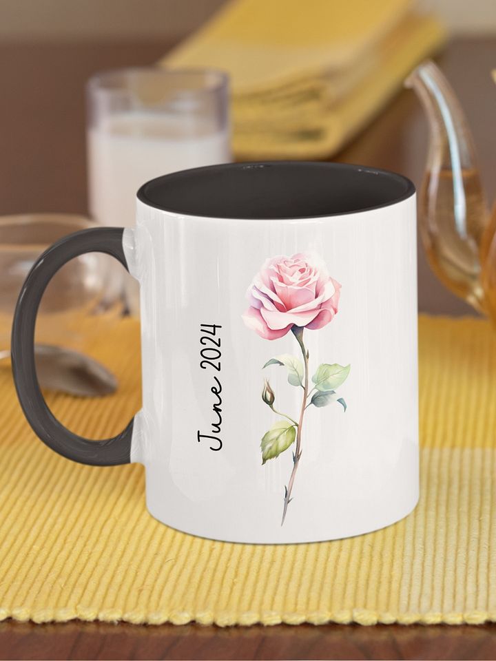 Two Tone Birth Flower Mug JUNE – Personalized Gift product image (1)