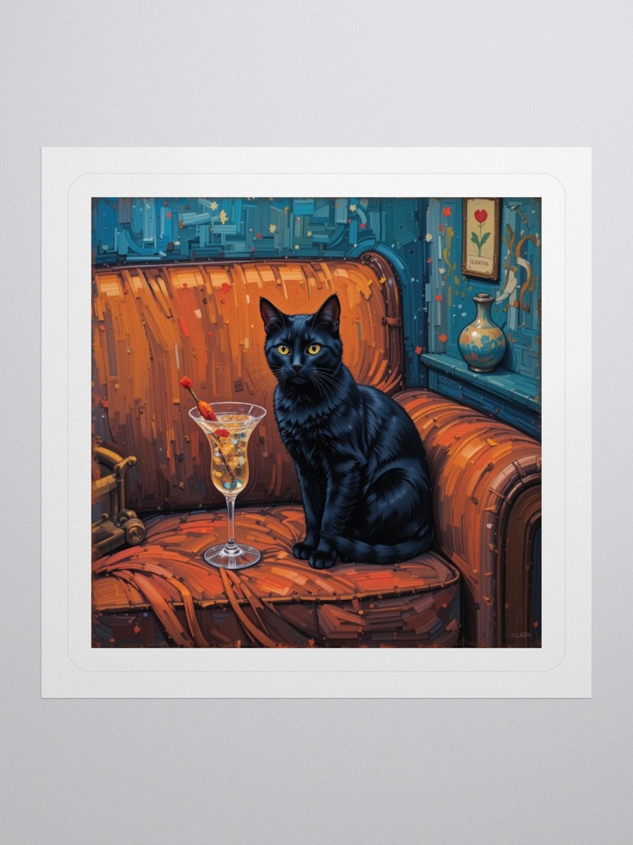 BLACK CAT ON COUCH NEXT TO MARTINI product image (3)