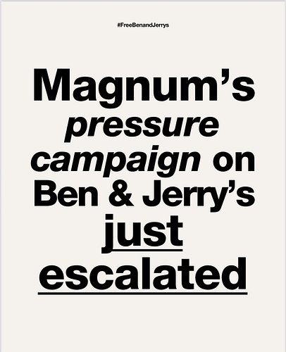 Right now, control is being tightened.
Ben & Jerry’s independence is on the line.

Speak up. Tell @magnum you want a #freeben...