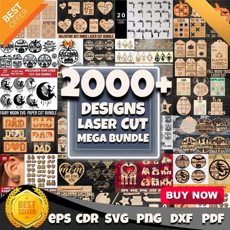 Laser Cut svg Files Mega Bundle for cnc and Engraving