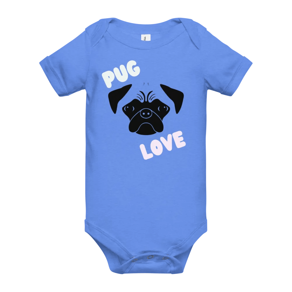 Pug Love Baby Onesie Heather Columbia Blue product image (10)