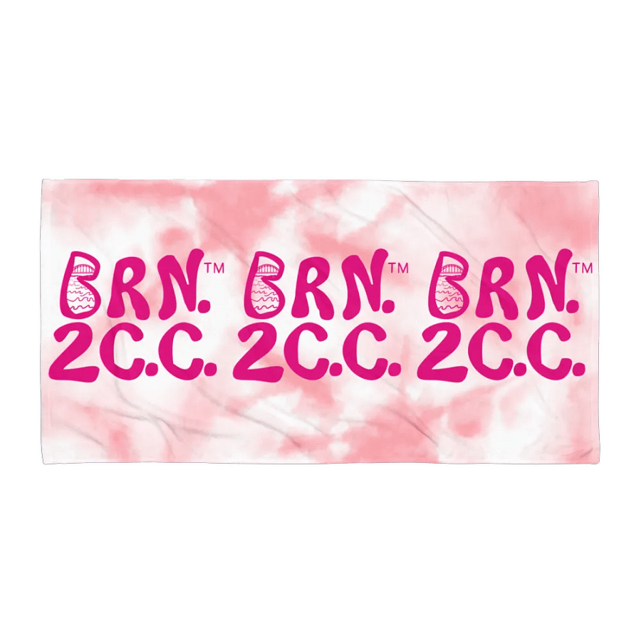 BOURNE to Cape Cod™ | Coastal Classic Beach Towel | All-Over Logo Print | Vibrant Pink Logo on Pink and White Tie Dye product image (1)