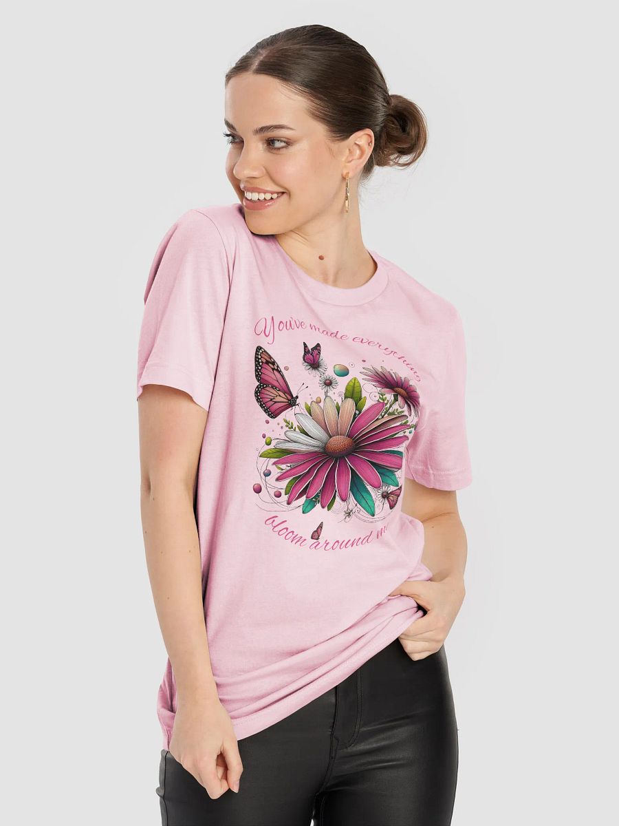 Butterfly and Daisy Blossom T-Shirt, Floral Nature Tee, Boho Aesthetic Shirt, Garden Lover Gift, Inspirational Wildflower Design product image (4)