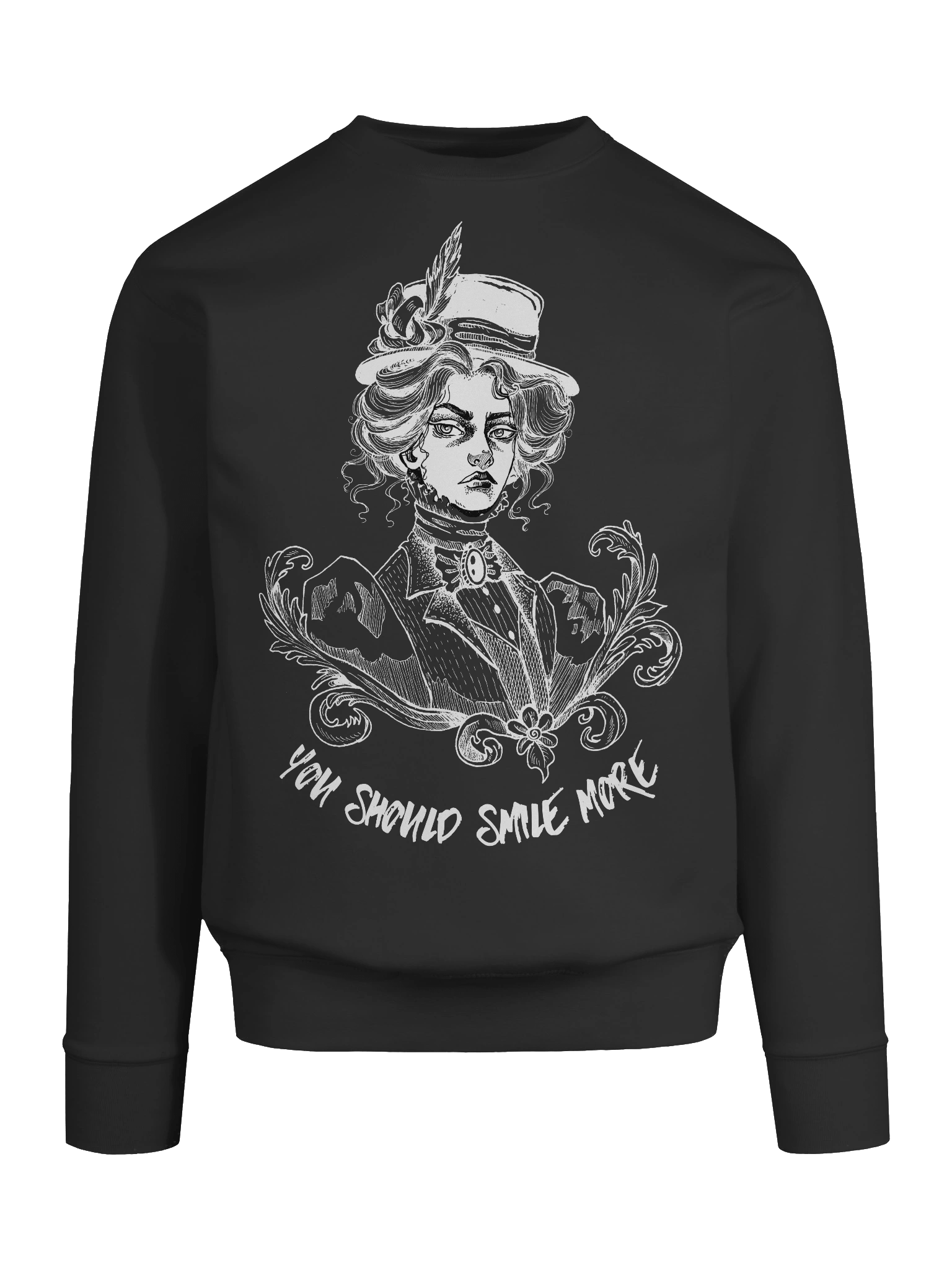 "SMILE MORE" Black Sweatshirt (Design #2) product image (3)