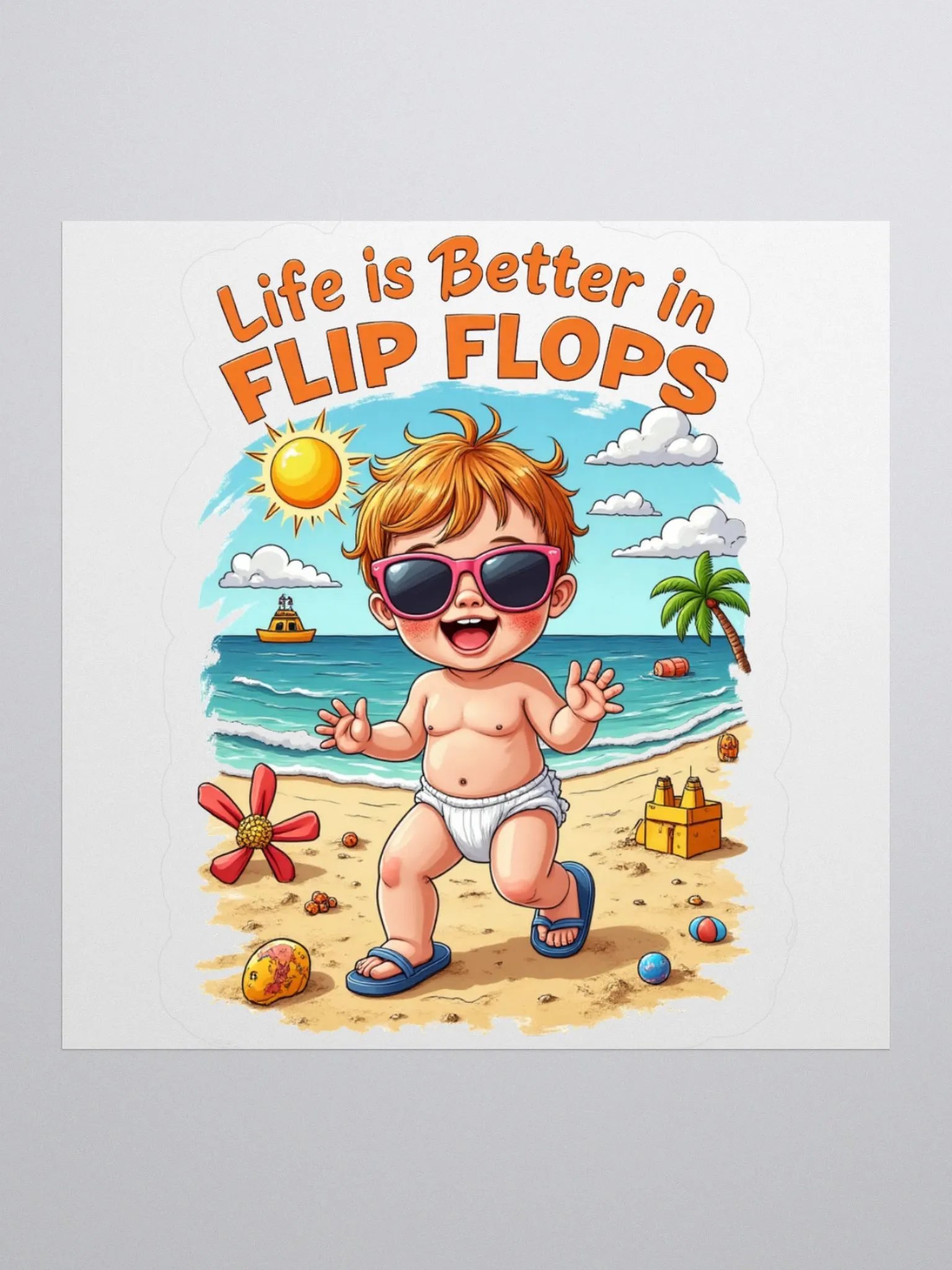 Cheerful Beach Baby Kiss Cut Stickers product image (2)